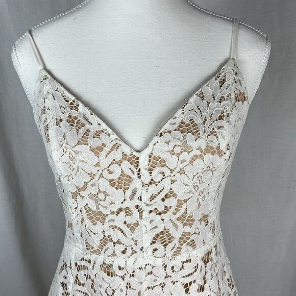 Lulus Off White Lace Dress with V Neckline - Picture 2 of 11